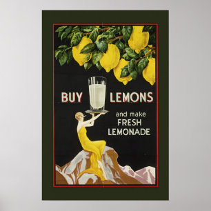 Póster publicitario de los años 20 Compre limones