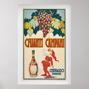 Póster publicitario de vino vintage Chianti Campan