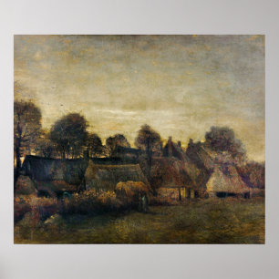 Póster Pueblo agrícola al anochecer (1884)