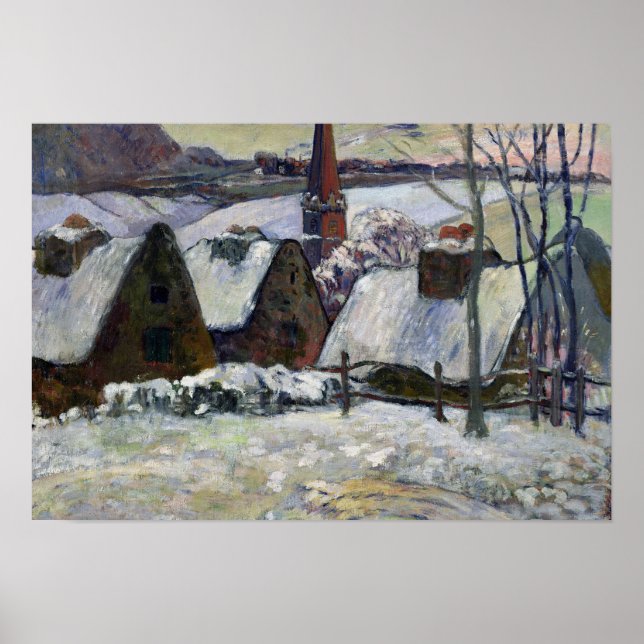 Póster Pueblo bretón bajo la nieve, 1894 (Frente)