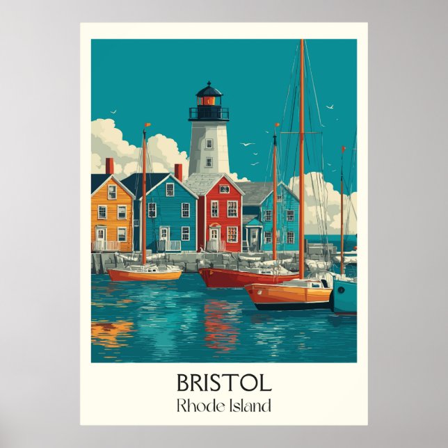 Póster Pueblo costero de Bristol Rhode Island (Frente)