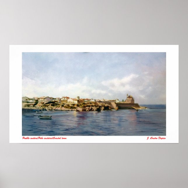 Póster Pueblo costero/Pobo costeiro/Coastal town (Frente)