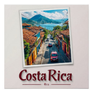 Póster Pueblo costero tropical de Costa Rica