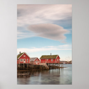 Póster Pueblo de pescadores Lofoten Noruega