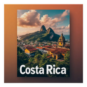 Póster 🌴 Pueblo de playa tropical de Costa Rica para ama