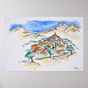 Póster Pueblo de Provenza, Francia