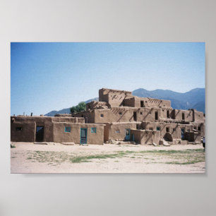 Póster Pueblo de Taos en New México
