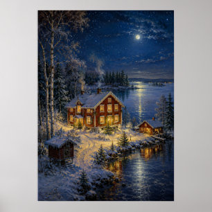Póster Pueblo de Yuletime III - Hogar junto al lago