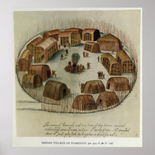 Póster Pueblo indio de Pomeiooc