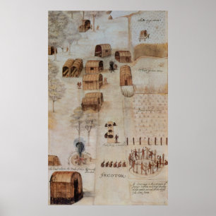 Póster Pueblo indio de Secoton