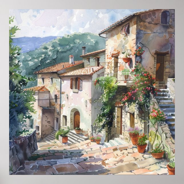 Póster Pueblo Italiano Antiguo (Frente)