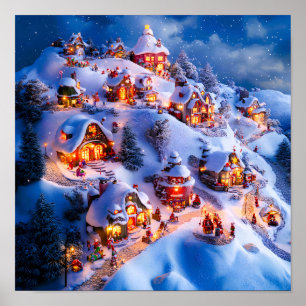 Póster Pueblo Navideño Caprichoso de Colinas Nevadas