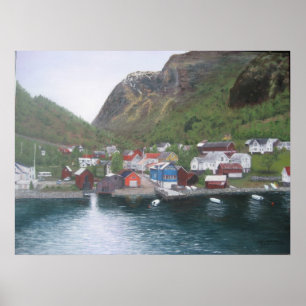 Póster Pueblo noruego