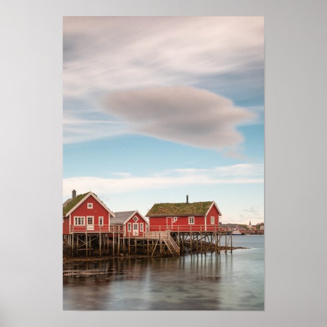 Póster Pueblo Pesquero de Lofoten en Noruega (Frente)