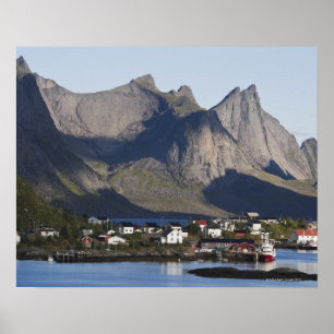 Póster Pueblo pesquero Reine, isla de Moskenesoy,