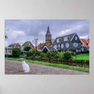 Póster Pueblo pesquero tradicional Marken en los Países B