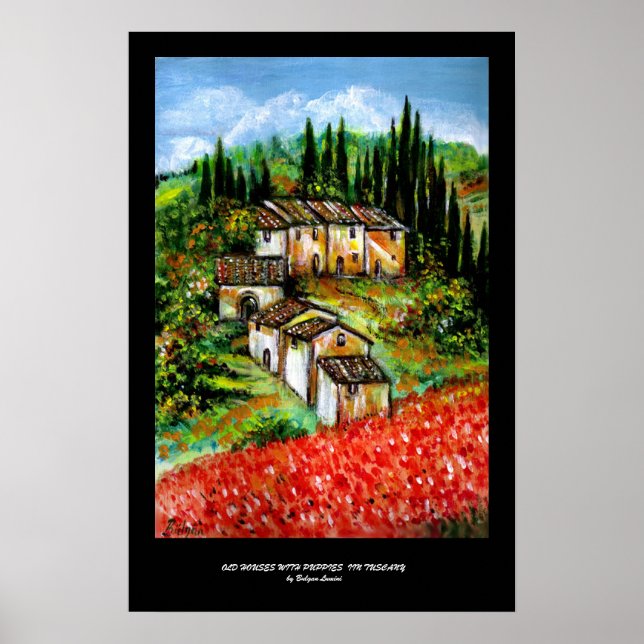 PÓSTER PUEBLO RÚSTICO ANTIGUO EN TOSCANA (Frente)