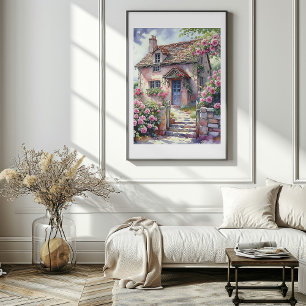 Póster Pueblo Soñado de Verano con Rosas