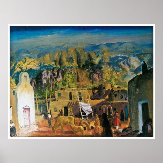 Póster Pueblo, Tesuque, número uno de George Bellows 1917 (Frente)
