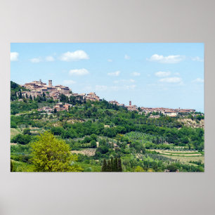 Póster Pueblo Tradicional Típico en Toscana - Italia