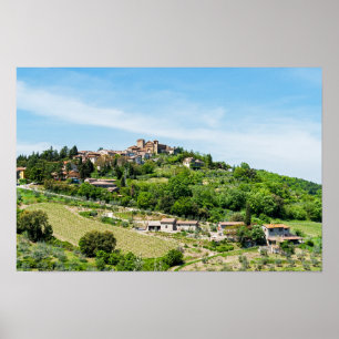 Póster Pueblo Tradicional Típico en Toscana - Italia