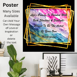 Póster Puede cambiar texto, el lienzo de la vida está pin