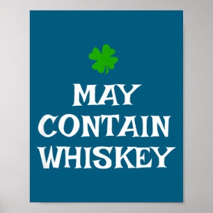 Póster Puede Contener Whisky Día de San Patricio Beber Ir