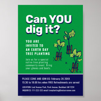 Póster ¿Puedes cavar el evento de plantación de árboles e