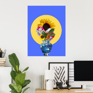 Póster ¡Puedo comprarme flores! Azul