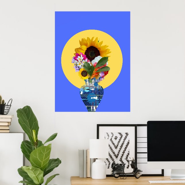 Póster ¡Puedo comprarme flores! Azul (Oficina en casa)