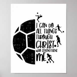 Póster Puedo hacer cosas a través de Cristo Fútbol Dios G