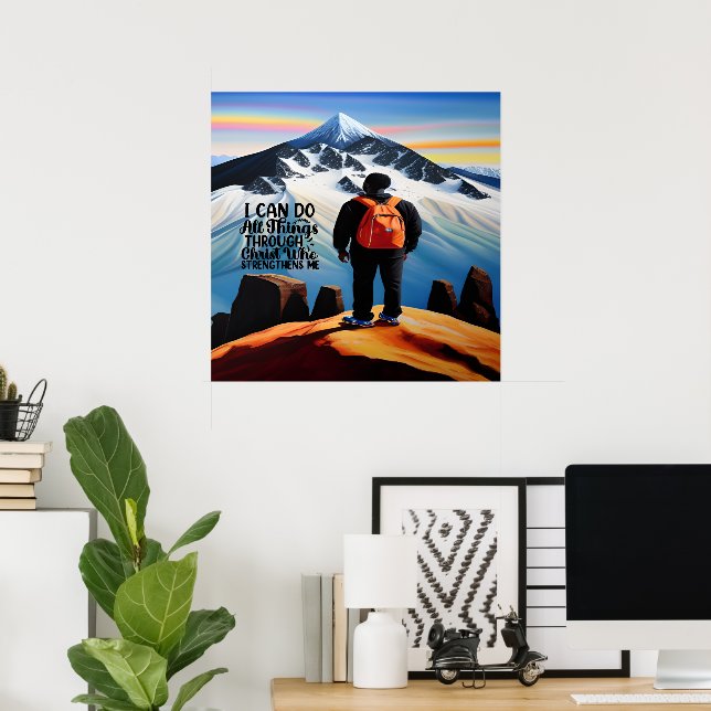 Póster Puedo Hacer Todas Las Cosas Poster Motivador Crist (Oficina en casa)