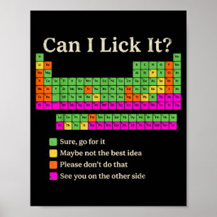Póster ¿Puedo Lamerlo Tabla Periódica Divertida Química C