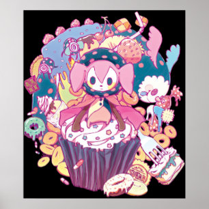 Póster Puella Magi Magica Madoka - Charlotte y Amigo