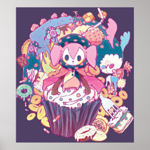 Póster Puella Magi Magica Madoka Charlotte y amigos