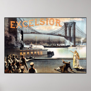 Póster Puente 1883 de Brooklyn del poster de las virutas