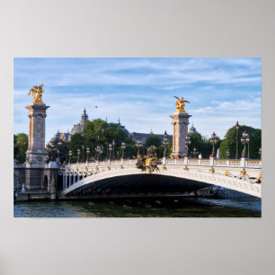 Póster Puente Alexandre III en el río Sena - París, Franc