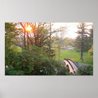 Póster Puente arco iris atardecer en el Grove City Colleg