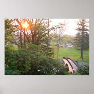 Póster Puente arco iris atardecer en el Grove City Colleg