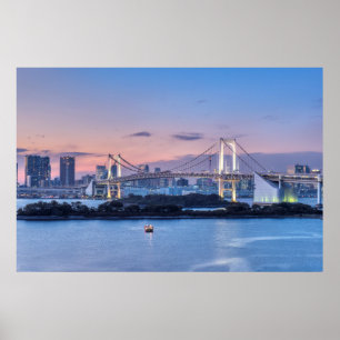 Póster Puente Arcoíris al anochecer