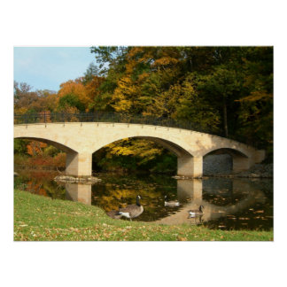 Póster Puente arcoiris en otoño en el Grove City College