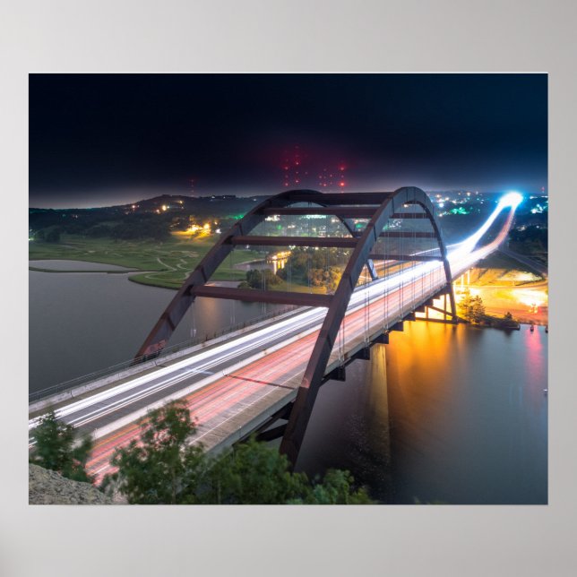 Póster Puente Austin 360 Pennybacker De Noche (Frente)