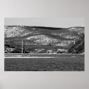 Póster Puente B/W de la montaña del oso