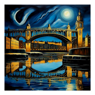 Póster Puente bajo luz de luna 2