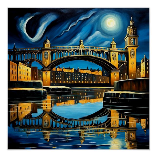 Póster Puente bajo luz de luna 2 (Anverso)