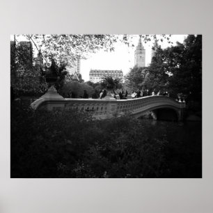 Póster Puente Bow, blanco y negro, Central Park, NYC