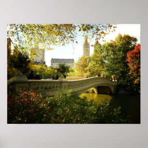 Póster Puente Bow en otoño, Central Park, NYC, mediano