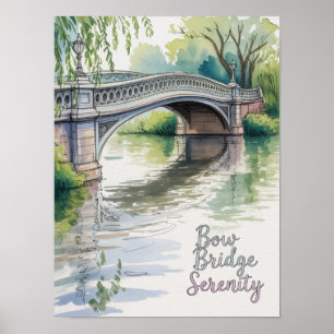 Póster Puente Bow Serenidad Central Park Acuarela