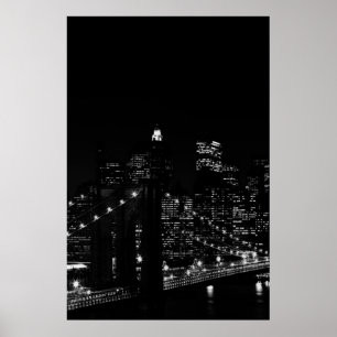 Póster Puente Brooklyn de la ciudad de Nueva York en blan