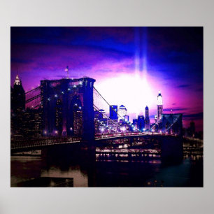 Póster Puente Brooklyn de la noche de Nueva York
